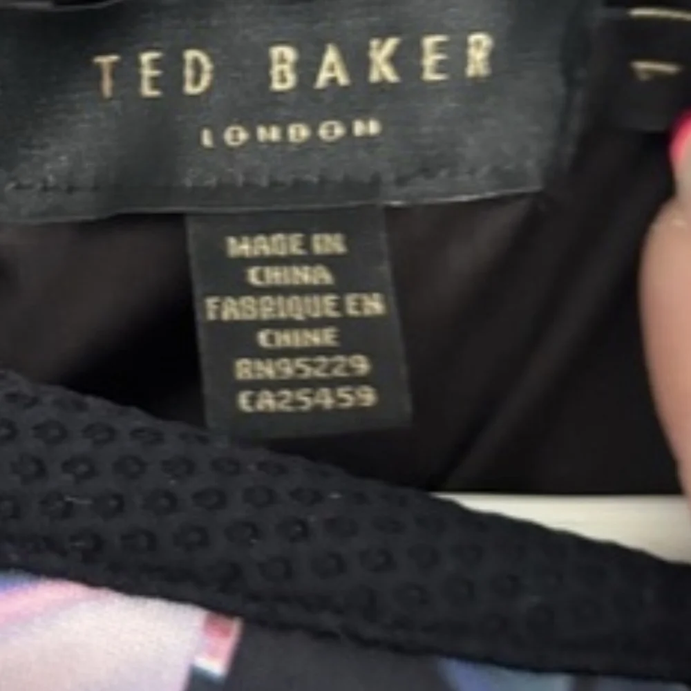 Ted Baker Black Midi Dress w/Pastel Mosaic Panel